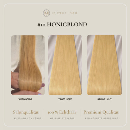 #10 Honigblond | Echthaar Tape Extensions 65 cm | US Wellig ♡