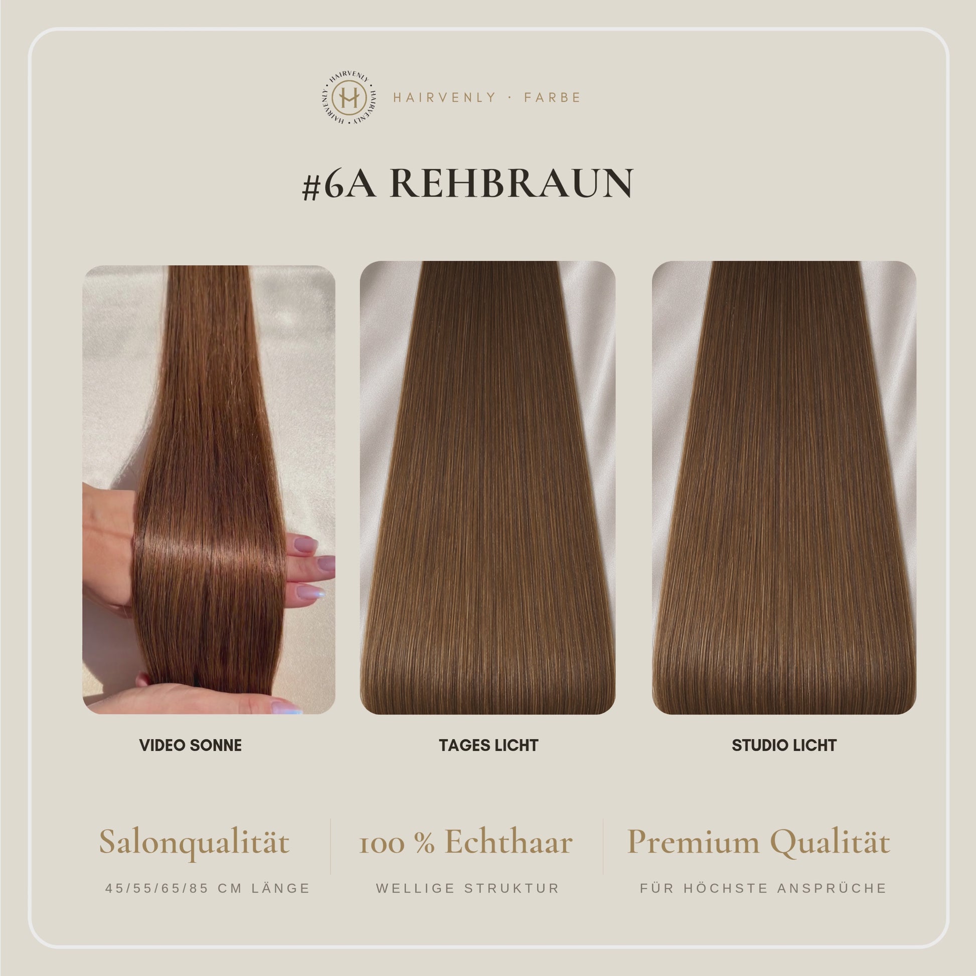 #6A Rehbraun | Echthaar Tape Extensions 65 cm | US Wellig ♡