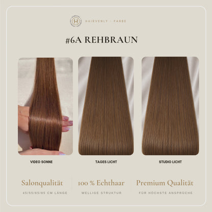 #6A Rehbraun | Echthaar Tape Extensions 65 cm | US Wellig ♡