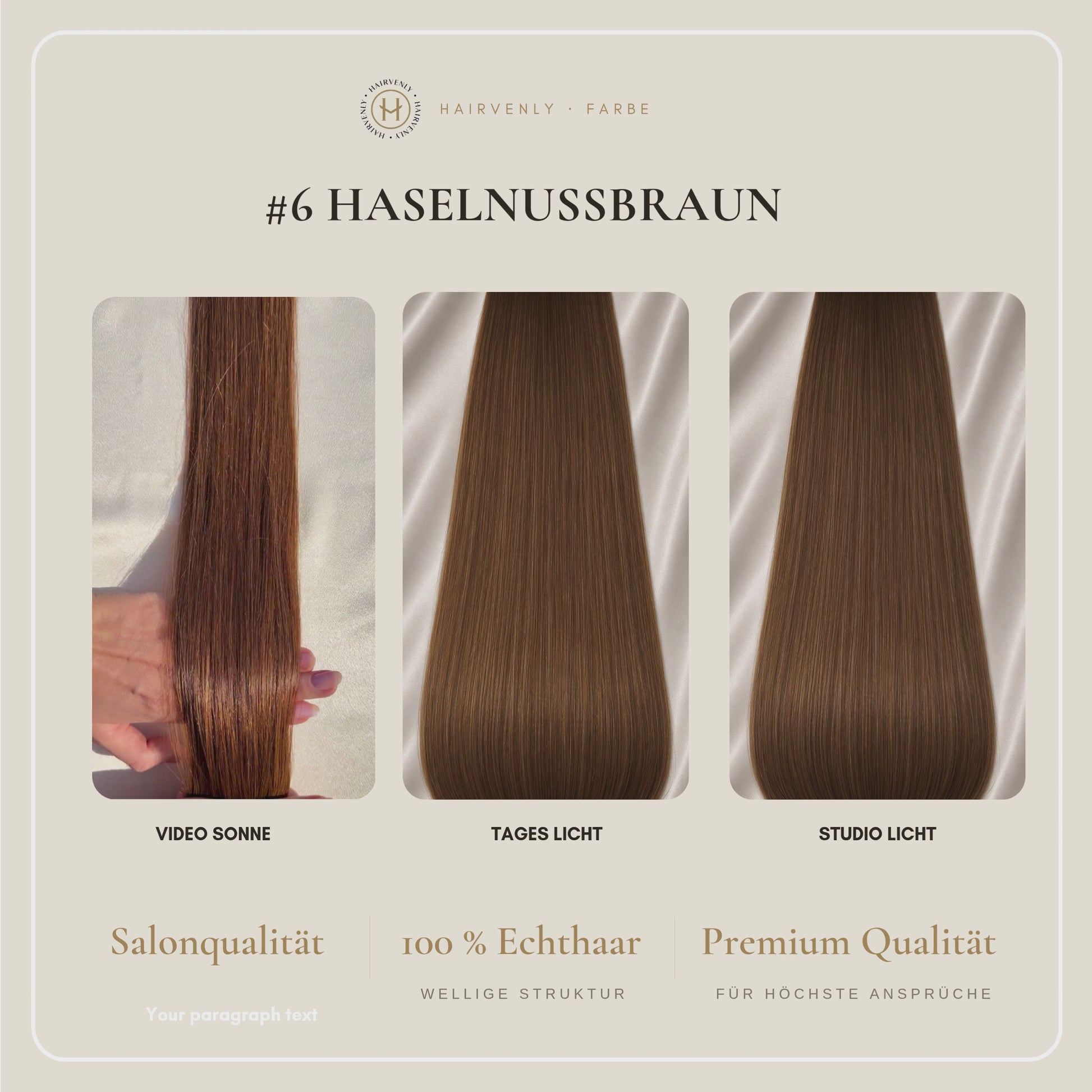 #6 Haselnussbraun | Echthaar Tape Extensions 55 cm | US Wellig ♡