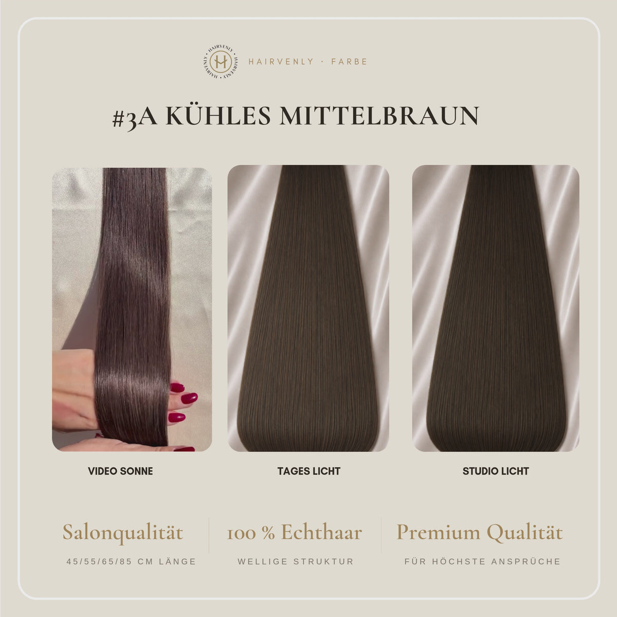 #3A Mittelbraun | Echthaar Invisible Tapes 65 cm | US Wellig ♡