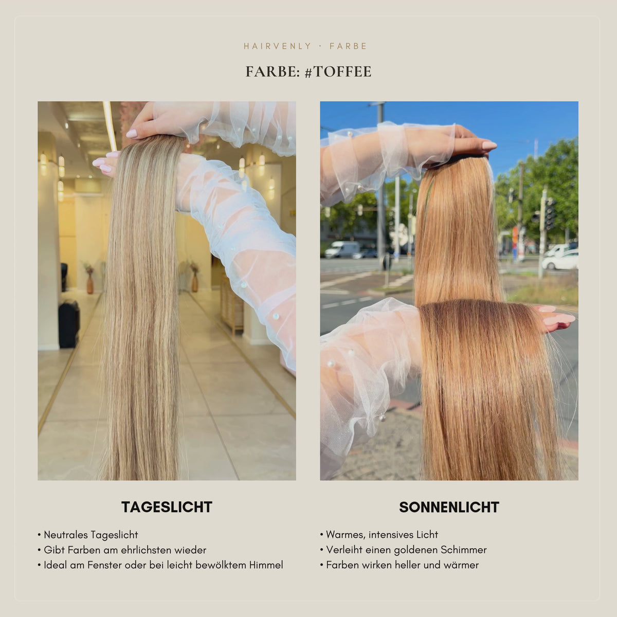 #Toffee Gesträhntes Mittelbraun Gold & Hellbraun Gold | Echthaar Classic Weft Tressen | RU Glatt ♡