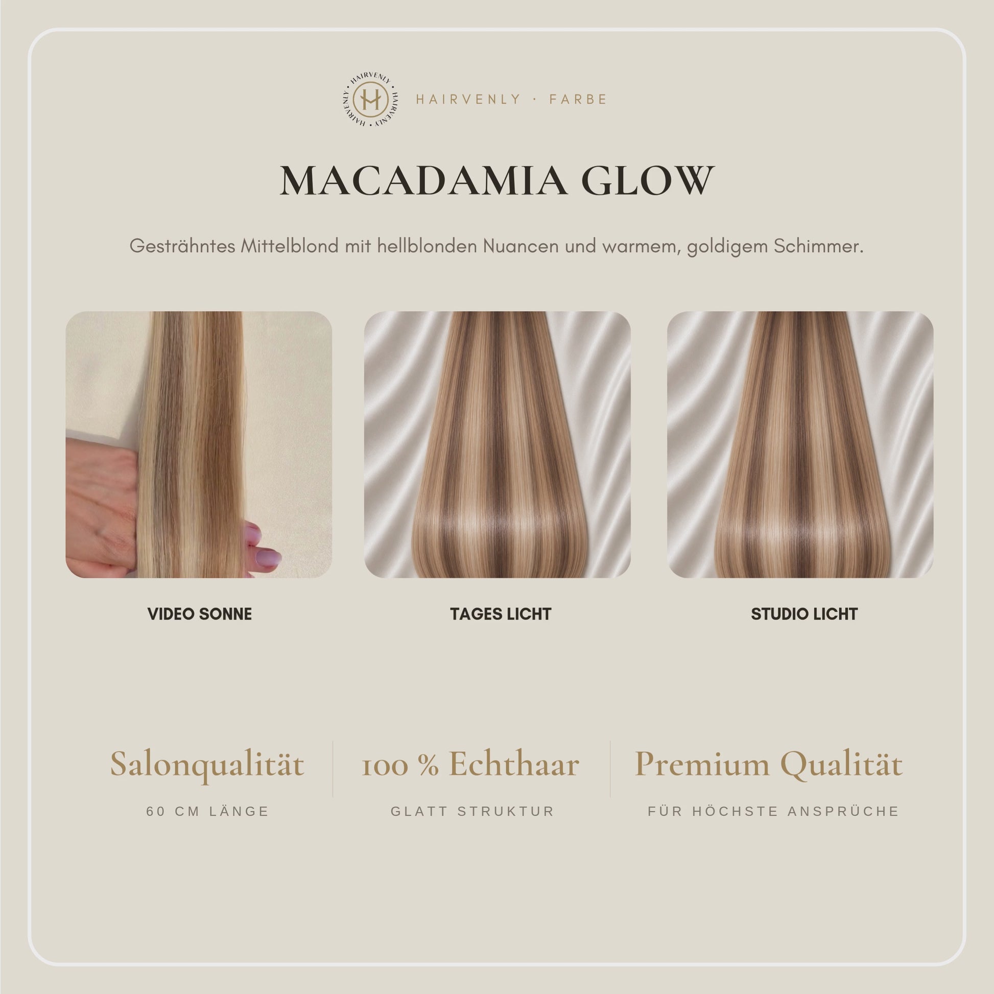 #MACADAMIA GLOW STANDARD RUSSISCHE TAPE EXTENSIONS GLATT ♡