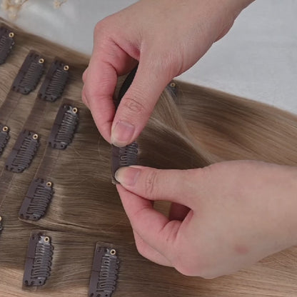 #DESERT - INVISIBLE CLIP EXTENSIONS - OMBRES HELLBRAUN UND HELLBLOND GOLD ♡