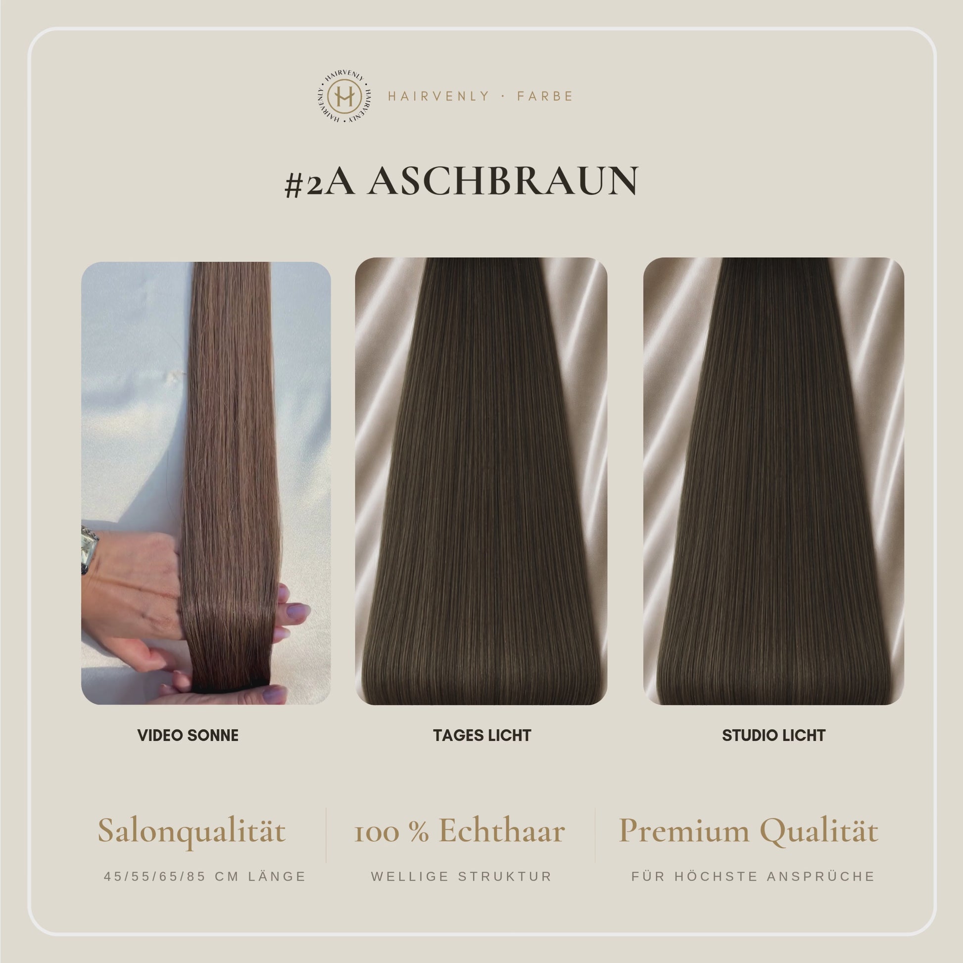 #2A Aschbraun | Echthaar Tape Extensions 55 cm | US Wellig ♡