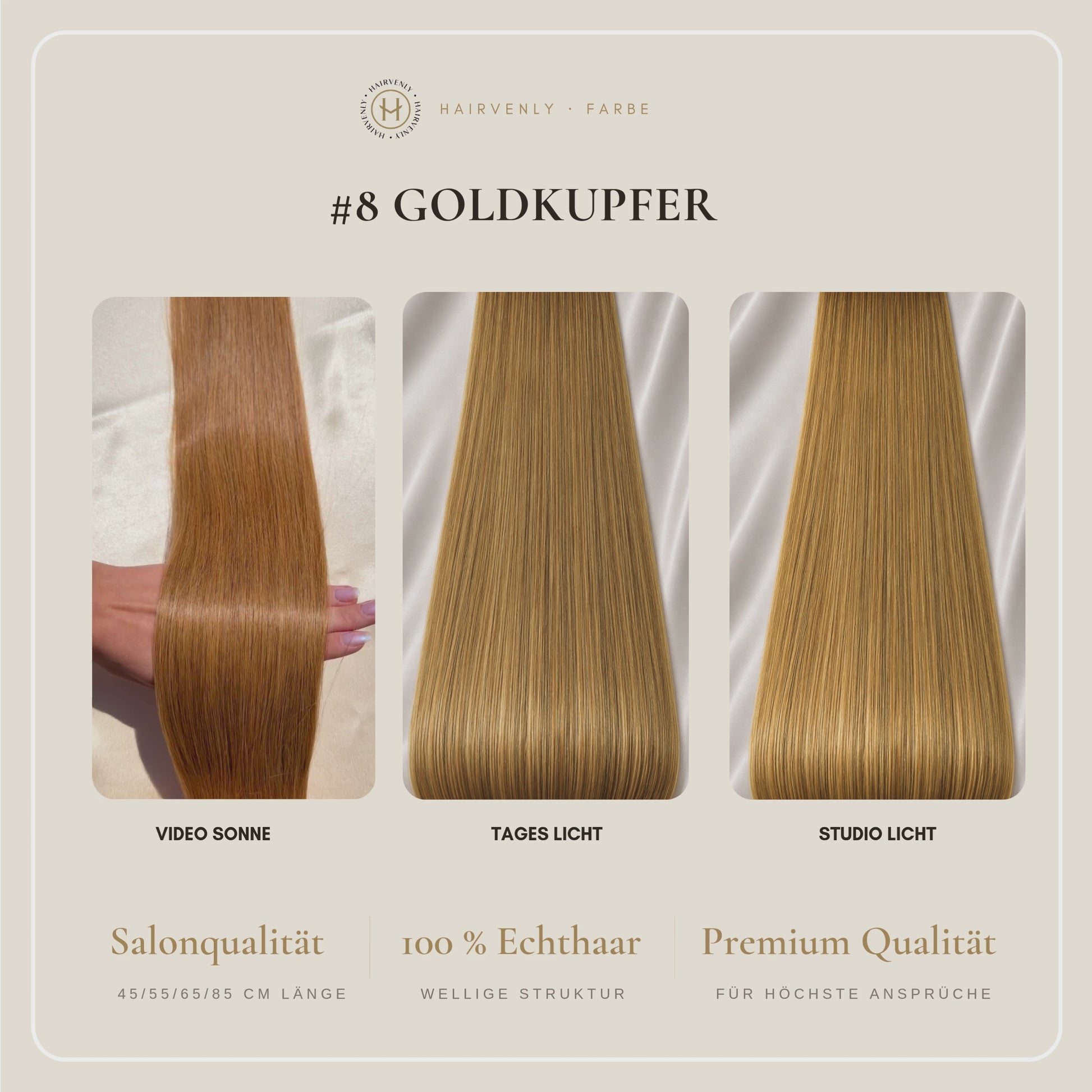 #8 Goldkupfer | Echthaar Tape Extensions 45 cm ♡