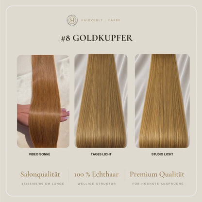 #8 Goldkupfer | Echthaar Tape Extensions 45 cm ♡