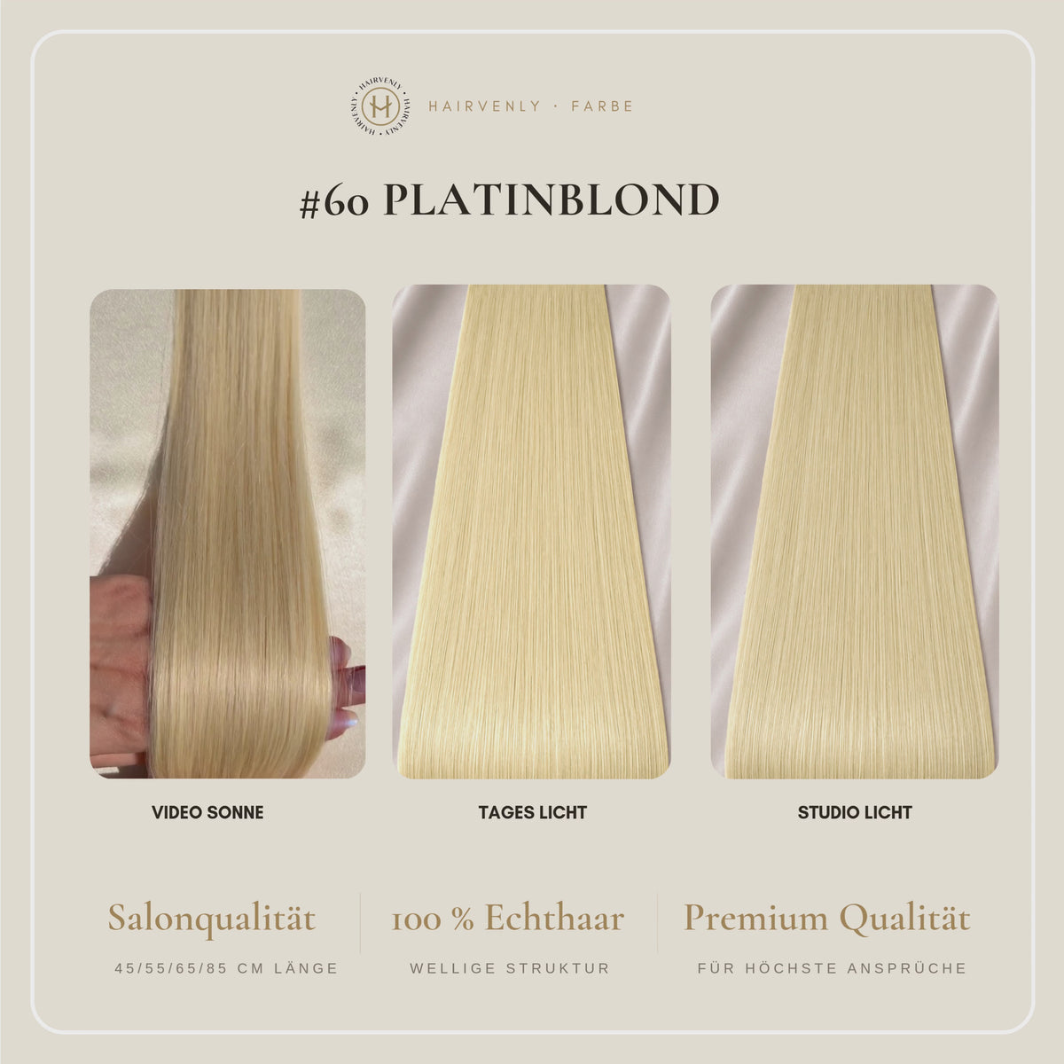 #60 Platinblond | Echthaar Tape Extensions 45 cm ♡