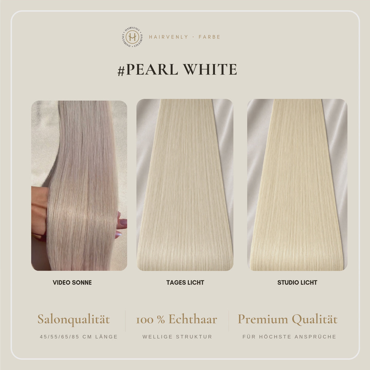 #Pearl White | Echthaar Tape Extensions 55 cm | US Wellig ♡