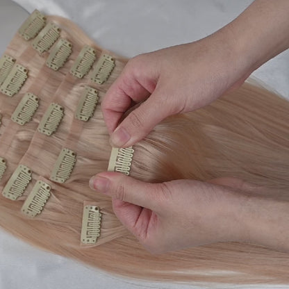 #CHAMPAGNE - INVISIBLE CLIP EXTENSIONS - HELLBLOND GOLD ♡
