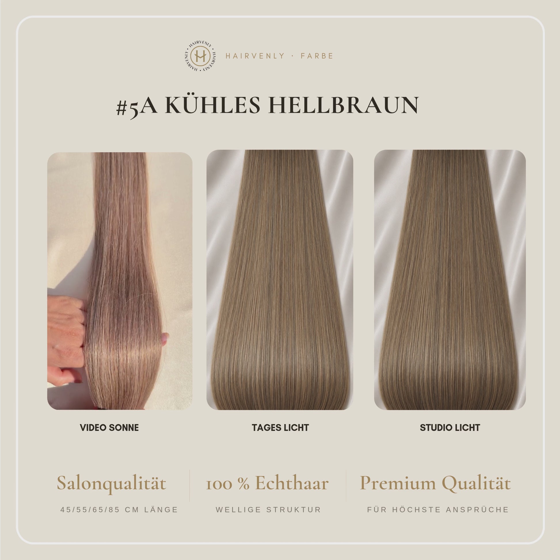 #5A Hellbraun | Echthaar Tape Extensions 55 cm | US Wellig ♡