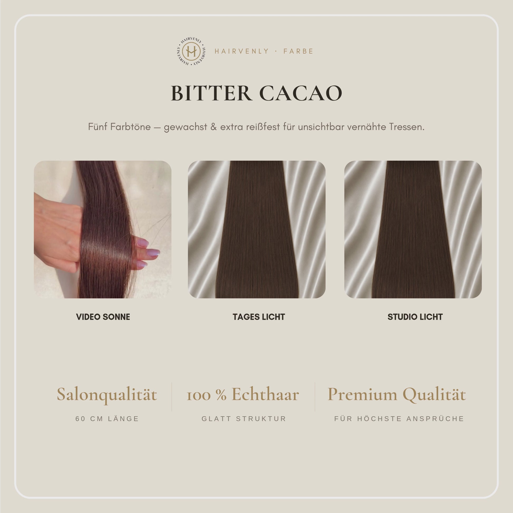 #BITTER CACAO STANDARD RUSSISCHE TAPE EXTENSIONS GLATT ♡