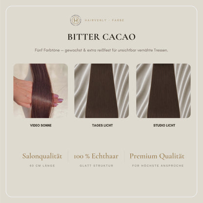 #BITTER CACAO STANDARD RUSSISCHE TAPE EXTENSIONS GLATT ♡