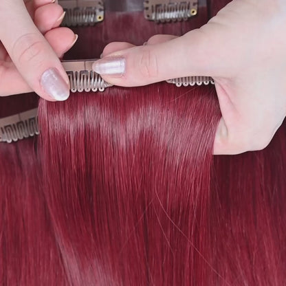 #CHERRY RED - INVISIBLE CLIP EXTENSIONS ♡