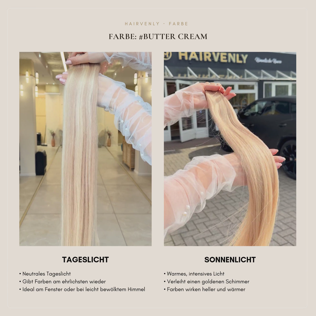 #Butter Cream | Cremiges, kühles Strähnenblond | Echthaar Standard Tape Extensions | RU Glatt ♡