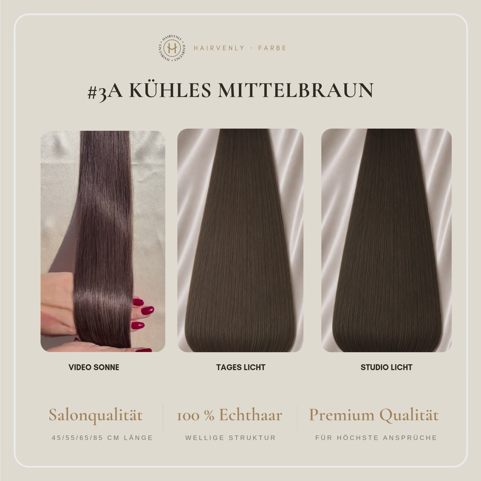 #3A Mittelbraun | Echthaar Tape Extensions 65 cm | US Wellig ♡
