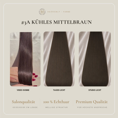 #3A Mittelbraun | Echthaar Tape Extensions 65 cm | US Wellig ♡