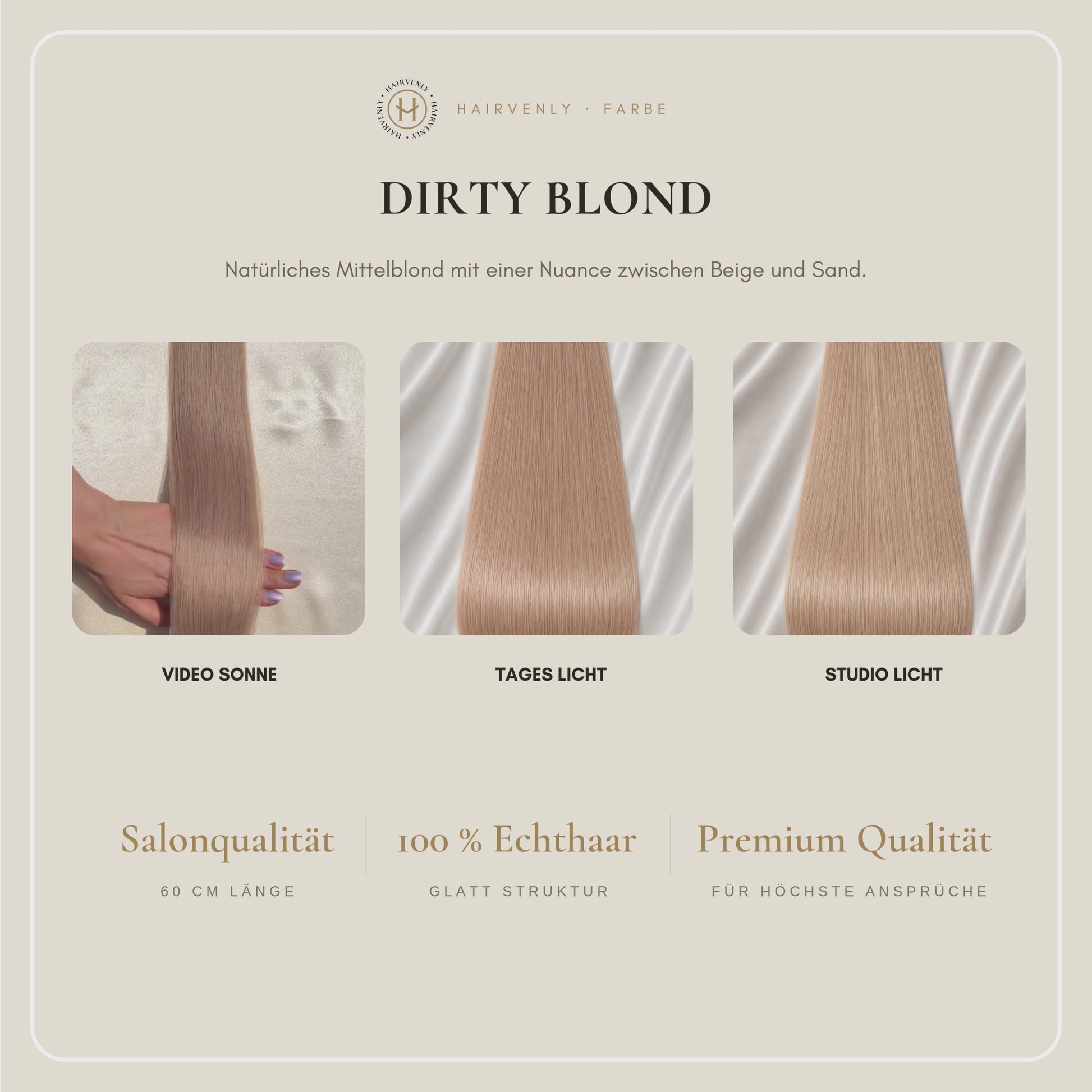 #DIRTY BLOND STANDARD RUSSISCHE TAPE EXTENSIONS GLATT ♡