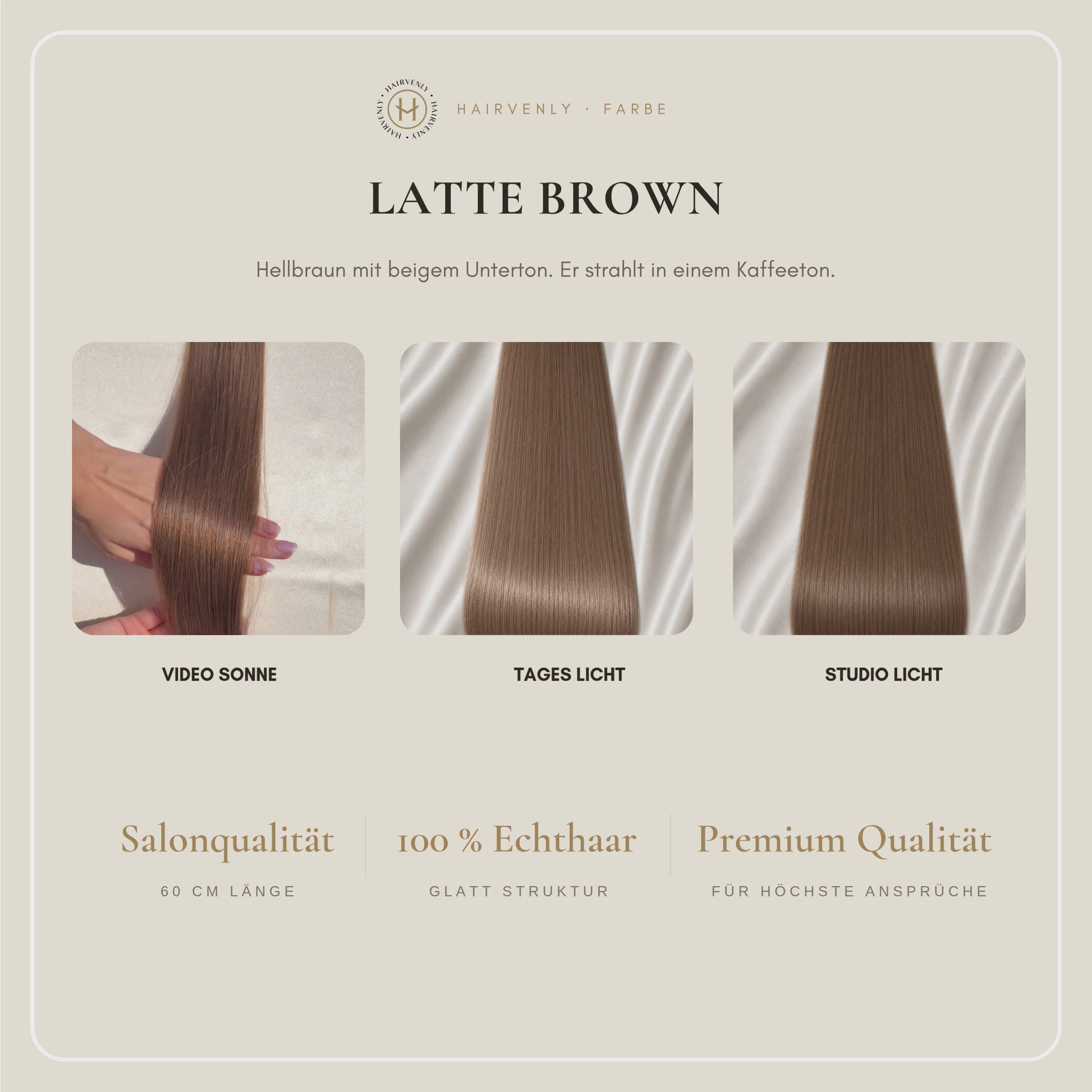 #LATTE BROWN - KÜHLES HELLBRAUN STANDARD RUSSISCHE TAPE EXTENSIONS GLATT ♡