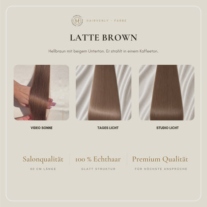 #LATTE BROWN - KÜHLES HELLBRAUN STANDARD RUSSISCHE TAPE EXTENSIONS GLATT ♡