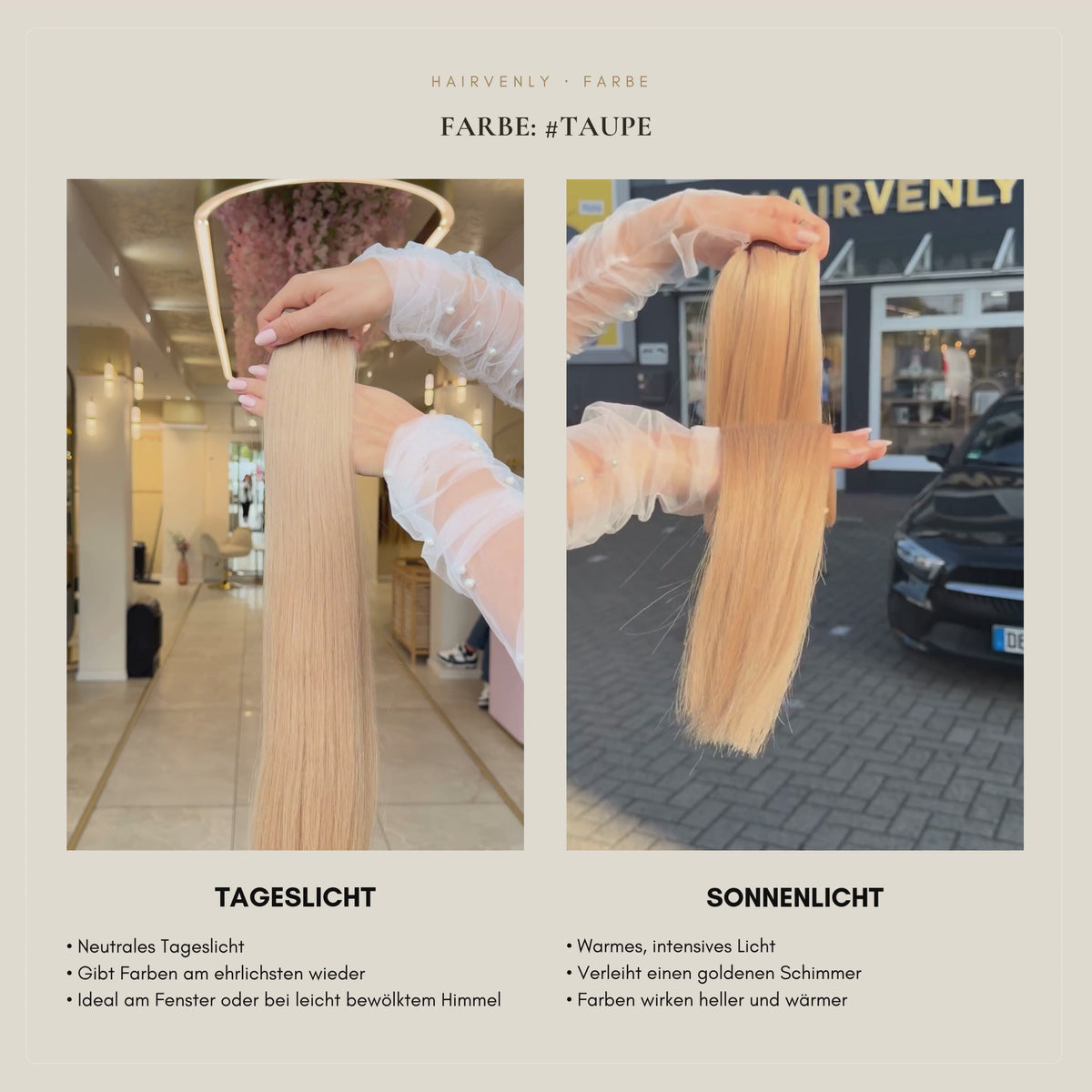 #Taupe Warmes Graubraun | Echthaar Classic Weft Tressen | RU Glatt ♡