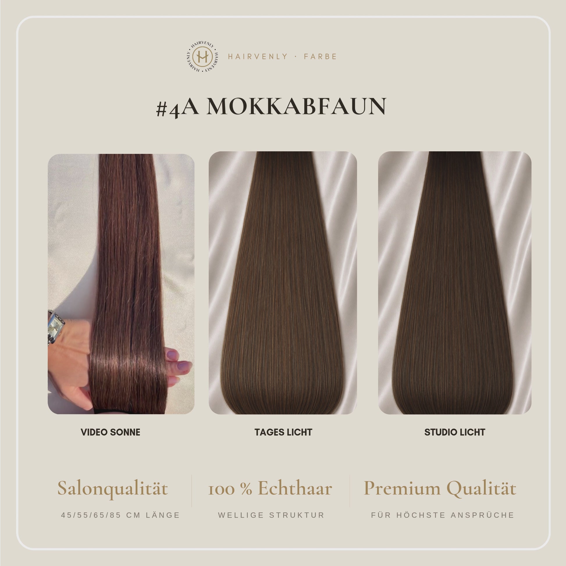#4A MOKKABRAUNE US WELLIGE TAPE EXTENSIONS 55CM ♡