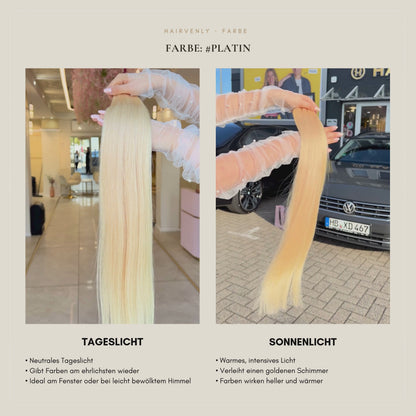 #Platin Eisblond & Lichtblond | Echthaar Classic Weft Tressen | Russisch Glatt ♡