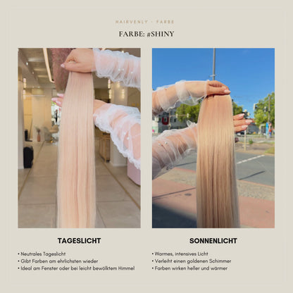 #Shiny Helles Goldblond | Echthaar Classic Weft Tressen | RU Glatt ♡