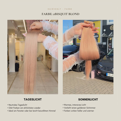 #Bisquid Blond Warmes Hellblond | Echthaar Classic Weft Tressen | RU Glatt ♡