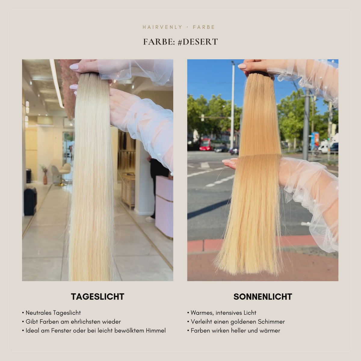#Desert | Ombré Hellbraun & Goldblond | Echthaar Mini Tape Extensions | RU Glatt ♡