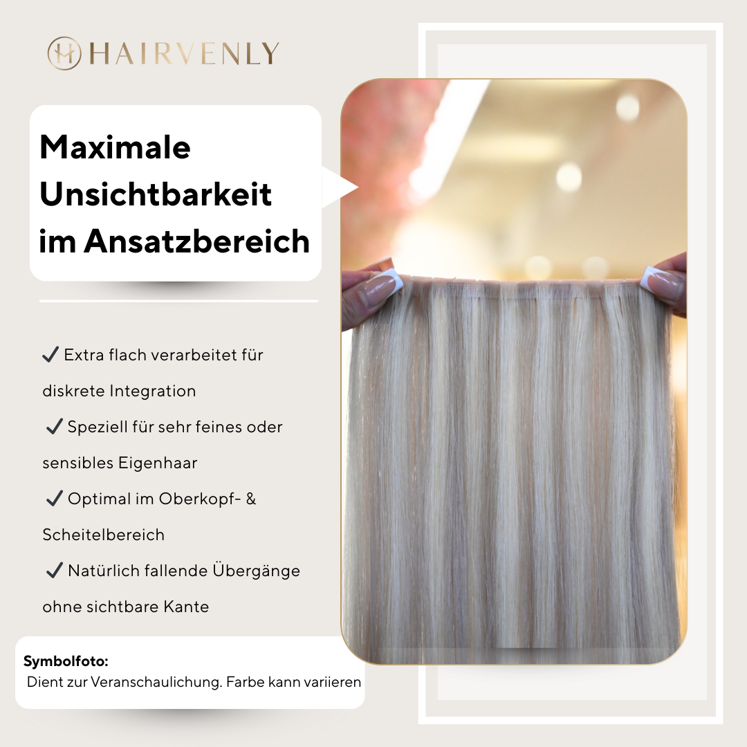 Cappuccino | Echthaar Tressen – Invisible Butterfly, glatt (RU)