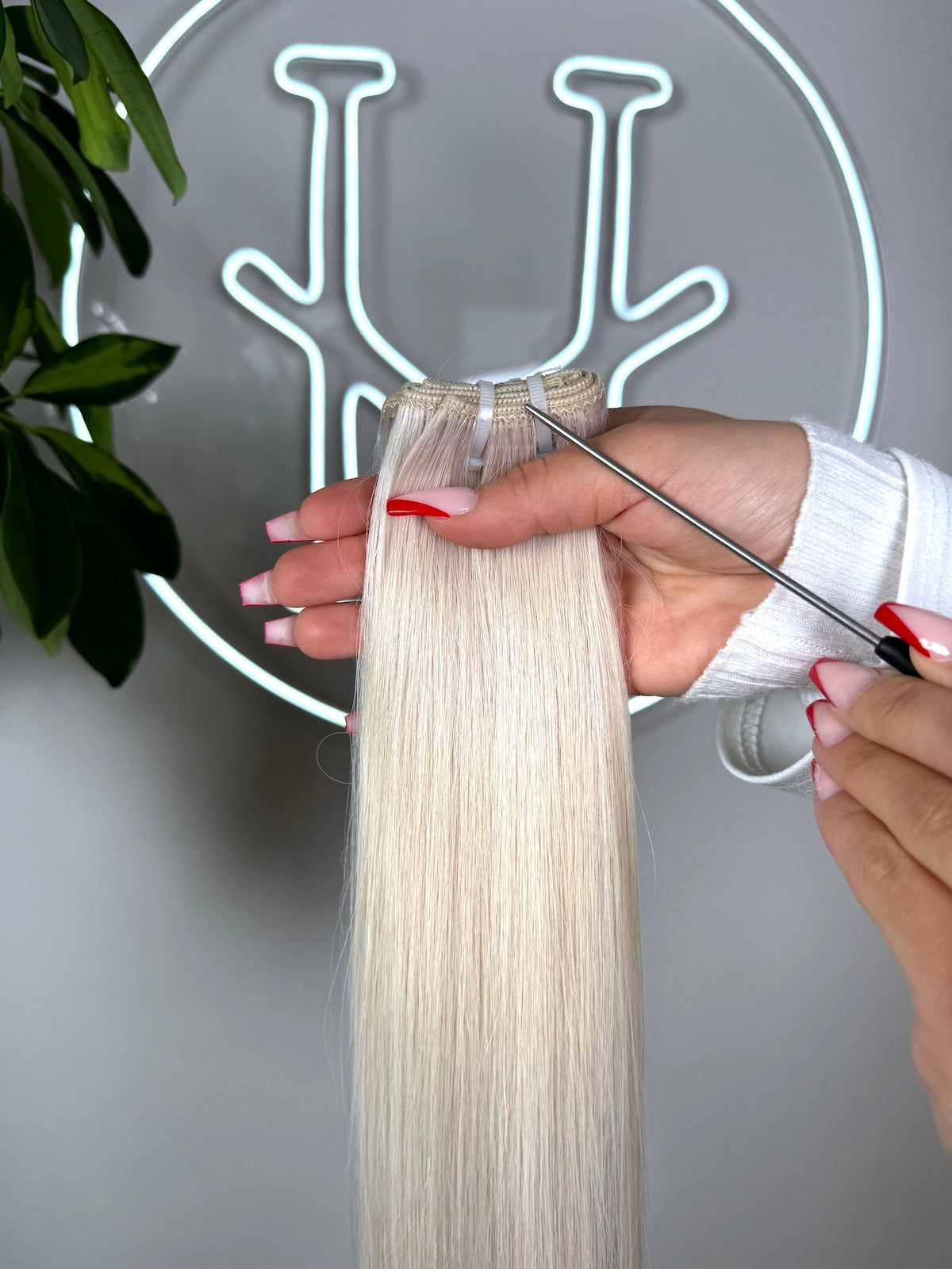 #PEARL WHITE WEIßBLOND US WELLIGE TRESSEN CLASSIC ECHTHAAR  65CM ♡