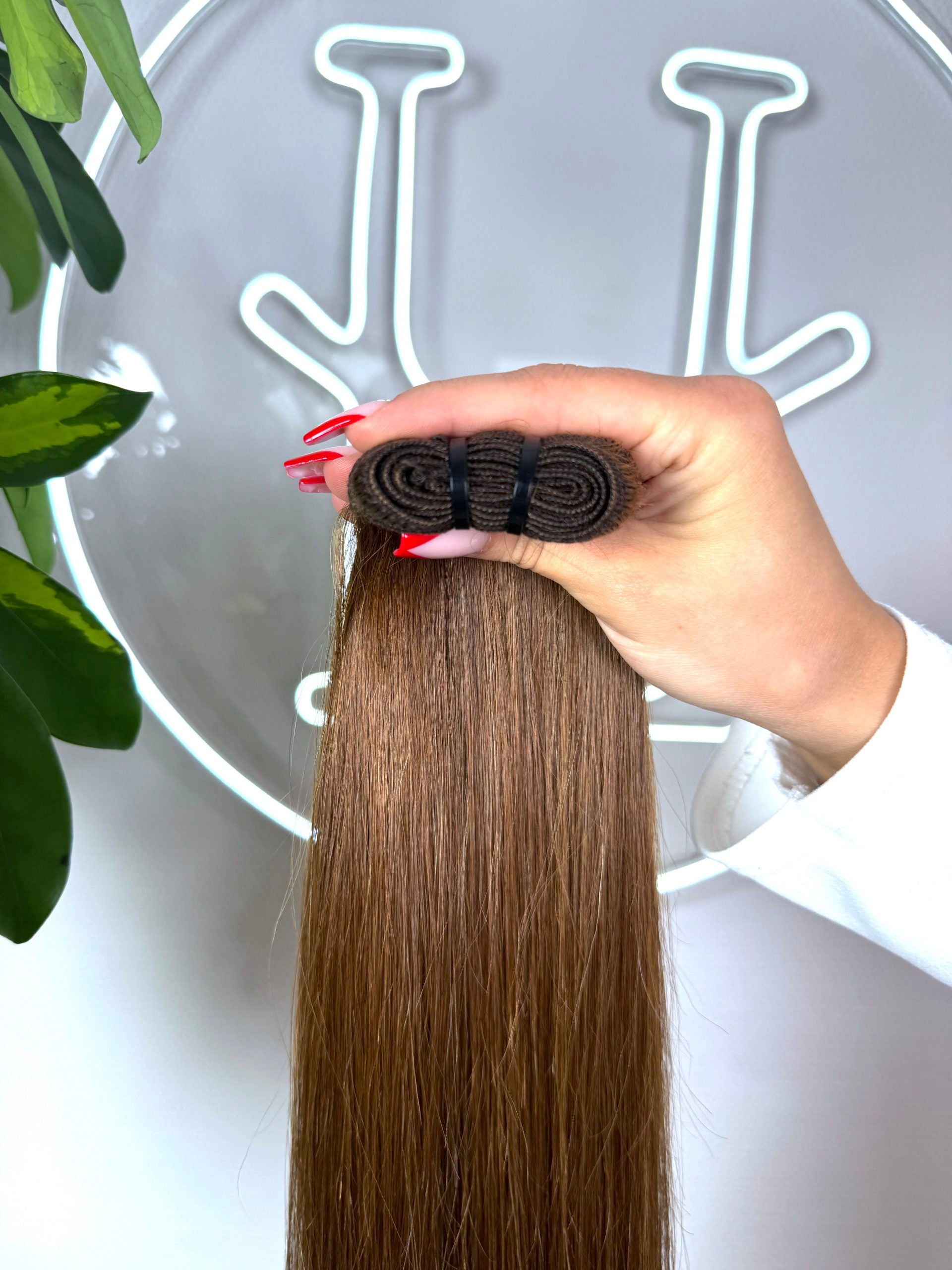 #6 HASELNUSSBRAUNE US WELLIGE TRESSEN CLASSIC ECHTHAAR  65CM ♡