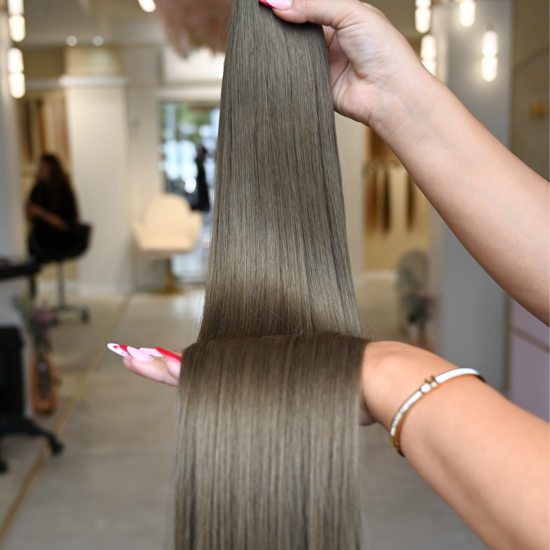 #SMOKY TAUPE MINI TAPE EXTENSIONS RU GLATT ♡