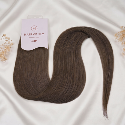 #SMOKY BROWN - KÜHLES MITTELBRAUN STANDARD RUSSISCHE TAPE EXTENSIONS GLATT ♡