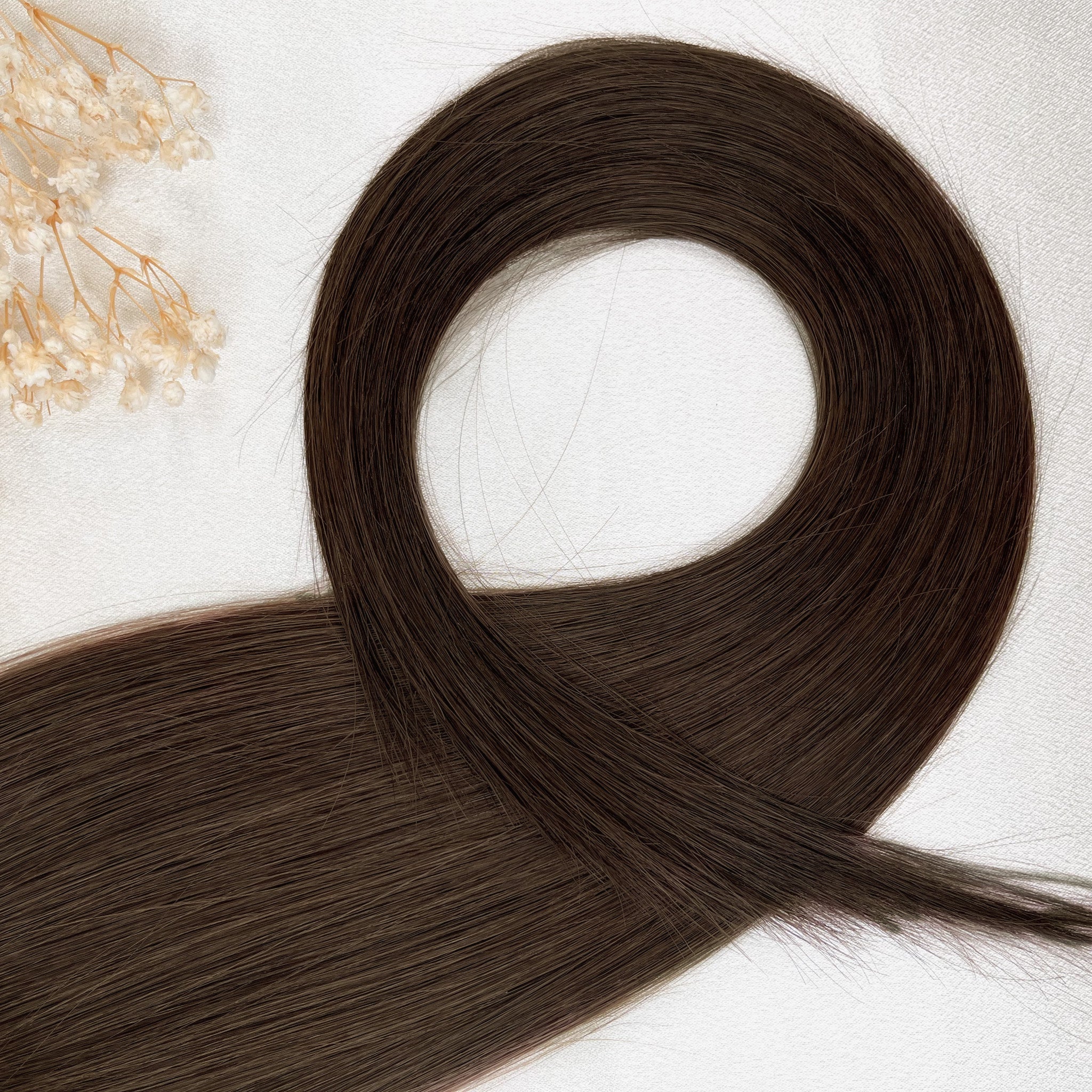 #SMOKY BROWN - KÜHLES MITTELBRAUN STANDARD RUSSISCHE TAPE EXTENSIONS GLATT ♡