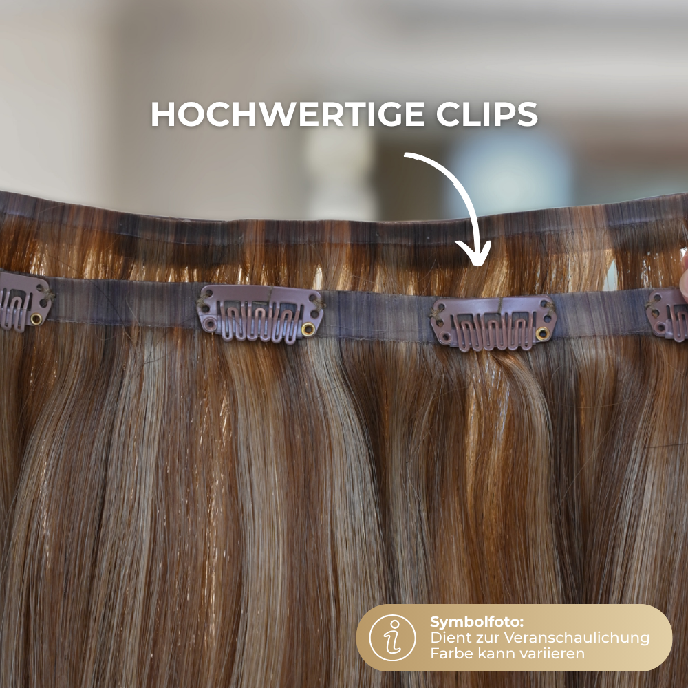 #CARAMEL FUDGE - INVISIBLE CLIP EXTENSIONS -  BALAYAGE MITTELBRAUN MIT HELLBLOND ASCH ALS HIGHLIGHTS ♡