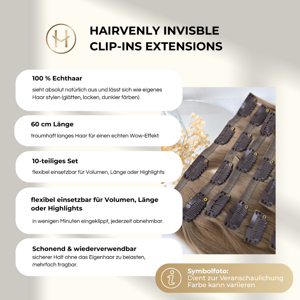 #CARAMEL FUDGE - INVISIBLE CLIP EXTENSIONS -  BALAYAGE MITTELBRAUN MIT HELLBLOND ASCH ALS HIGHLIGHTS ♡