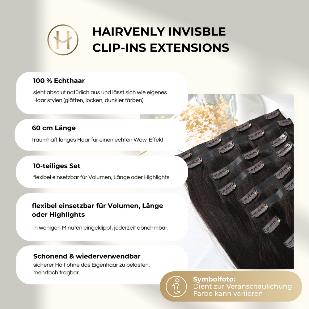 #CAPPUCCINO - INVISIBLE CLIP EXTENSIONS - DUNKELBLOND ASCH ♡