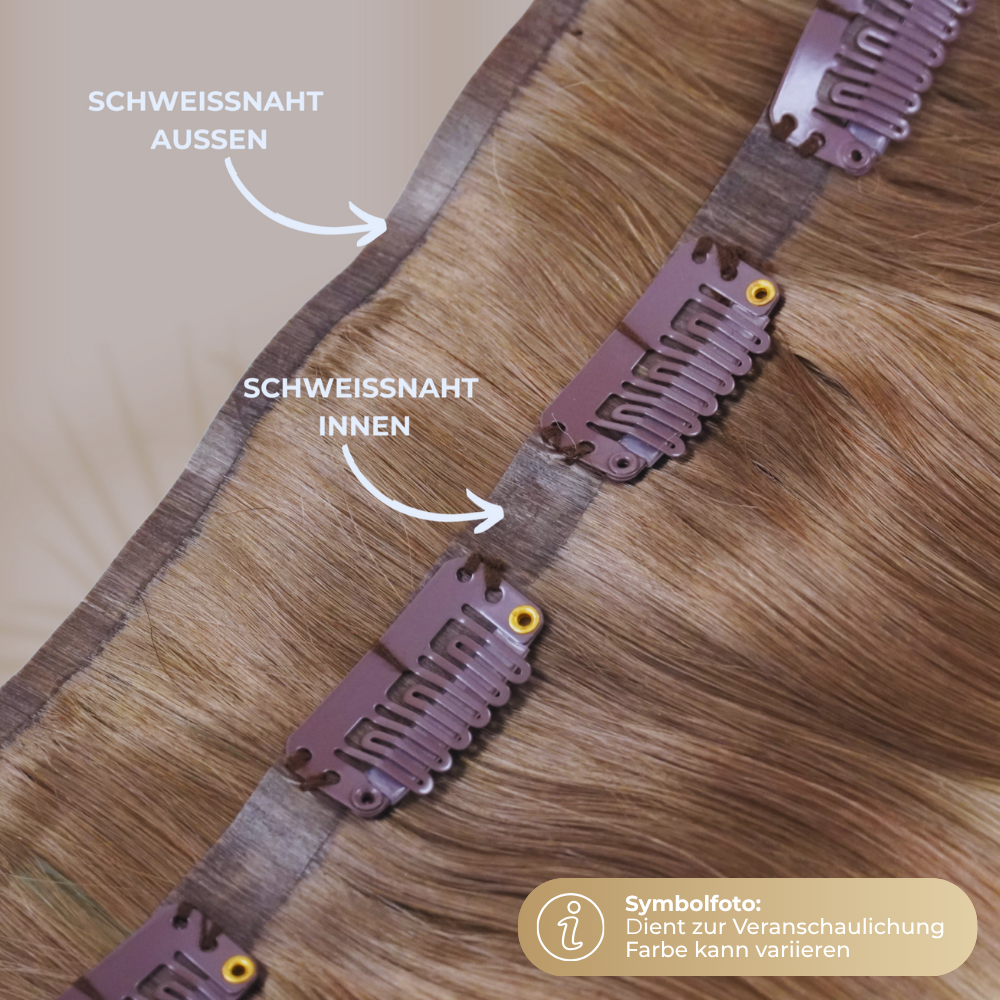 Clip Extensions Aschbraun 100g-225g - Invisible Clips Echthaar