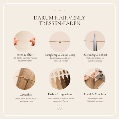 Tressen-Faden, gewachst & reißfest (5 Naturtöne, 60 m)