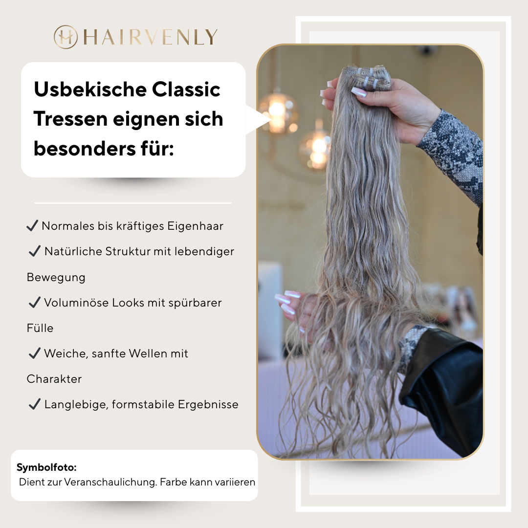 #NATURAL SCHWARZBRAUNE US WELLIGE TRESSEN CLASSIC ECHTHAAR  65CM ♡