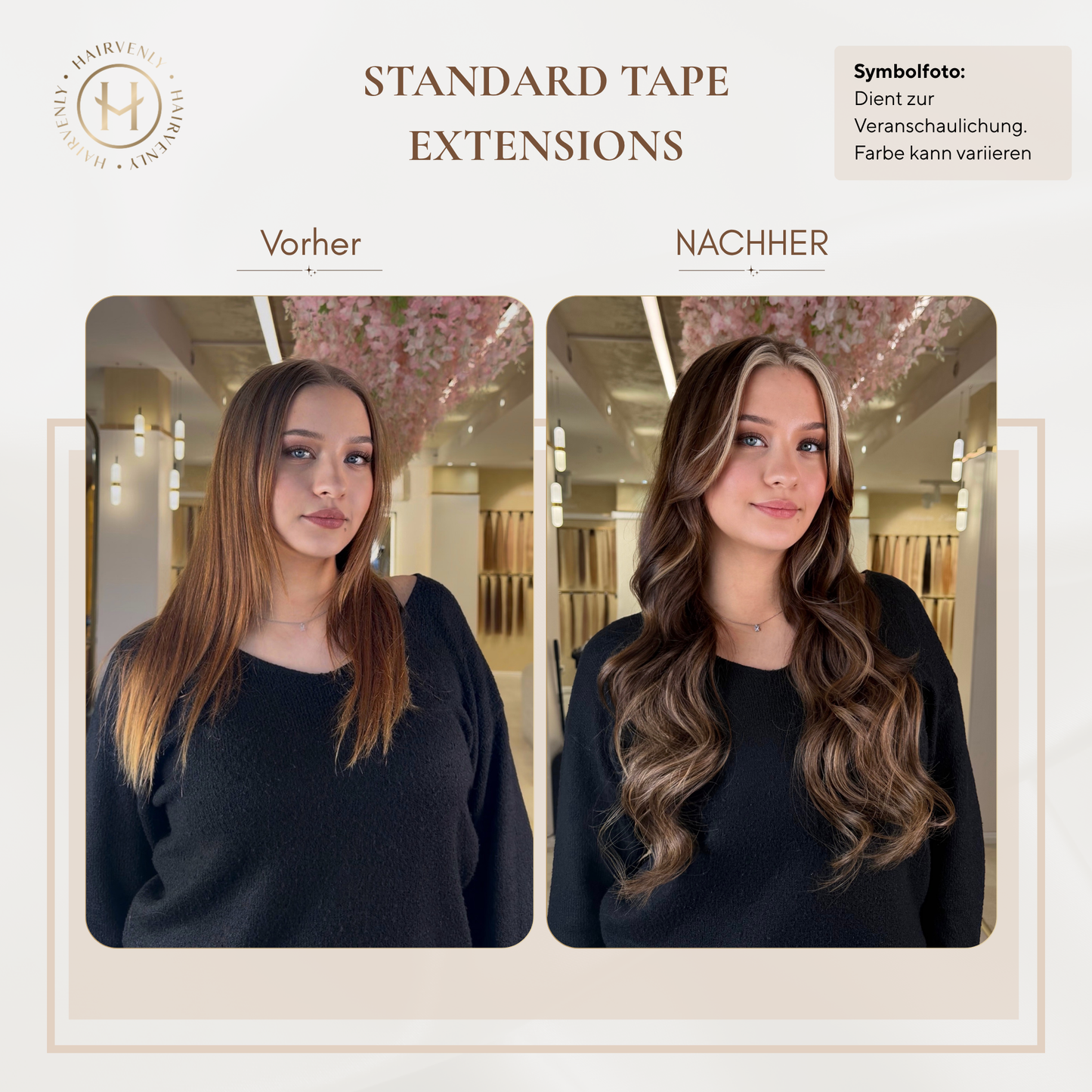 #MACADAMIA GLOW STANDARD RUSSISCHE TAPE EXTENSIONS GLATT ♡